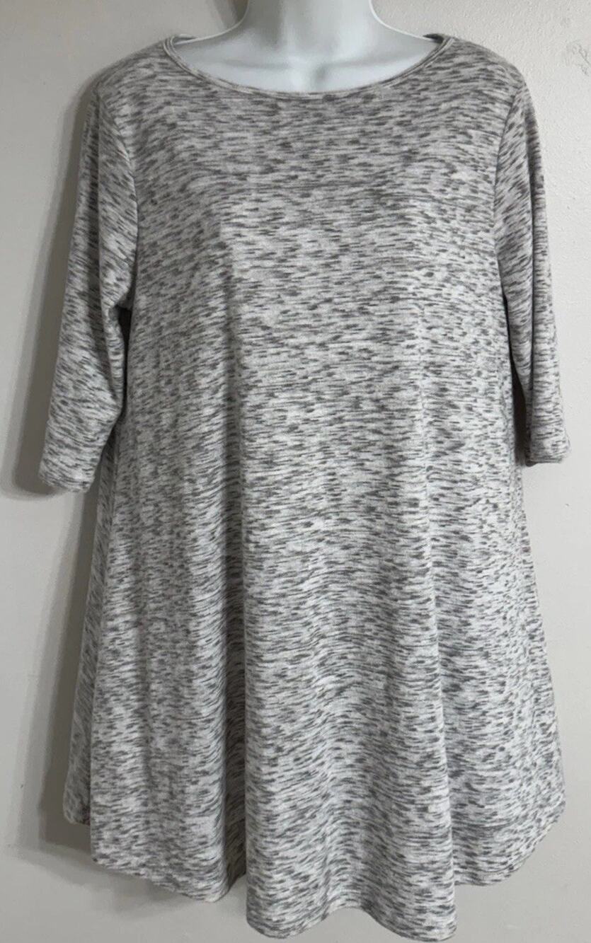Thyme & Honey Swing Dress Women’s Large Knit Marled Grey Stretch Soft NEW